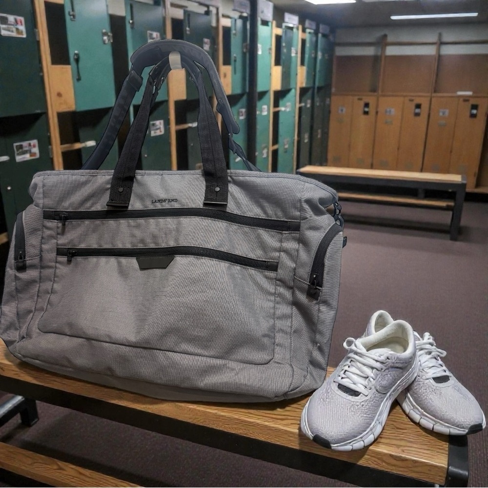 Nylon duffle bag, weekender/travel bag Lands' End Gray Duffel Bag for Men